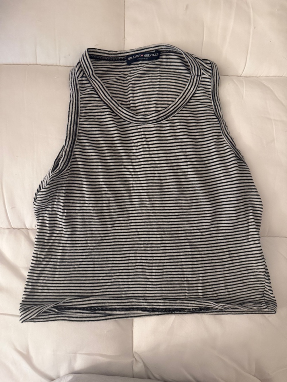 Brandy Melville Black & White Striped Ribbed Tank